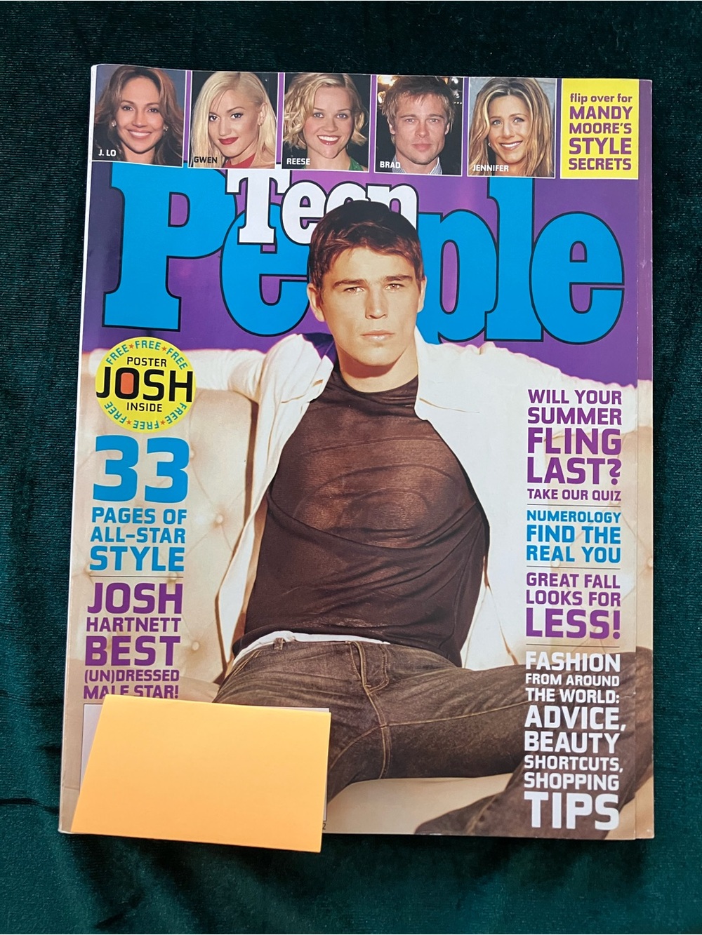 Vintage Teen People Magazine September 2002 Josh Hartnett Mandy Moore Cover